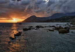 sunset and storm on Plakias bay